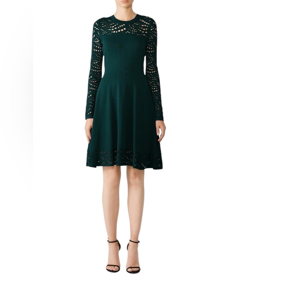 Milly - Lace Pointelle Long Sleeve Flare Dress Sz L